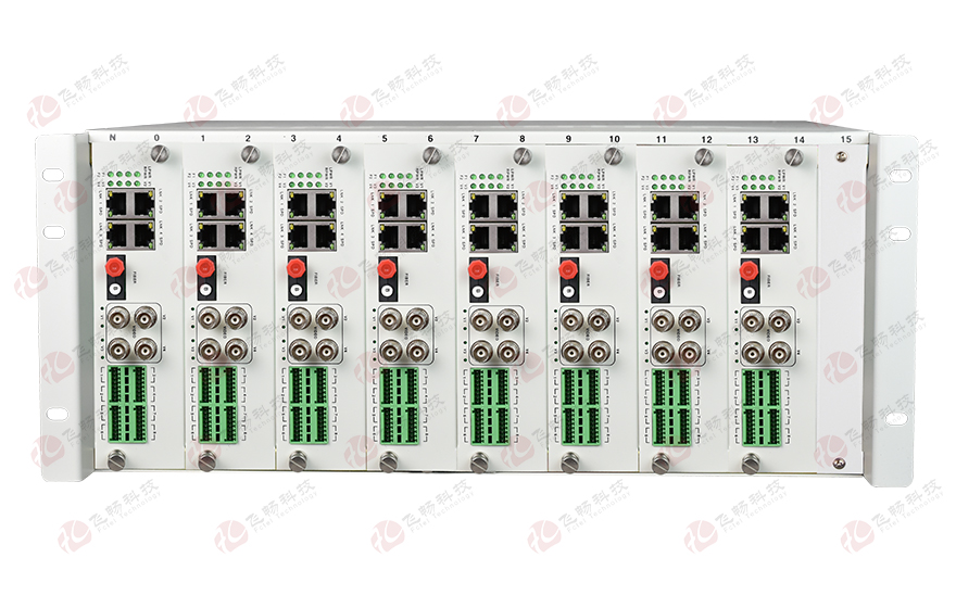 飛暢科技-4路視頻+4路百電(物理隔離)+開關(guān)量+串口+電話光端機 專用光端機